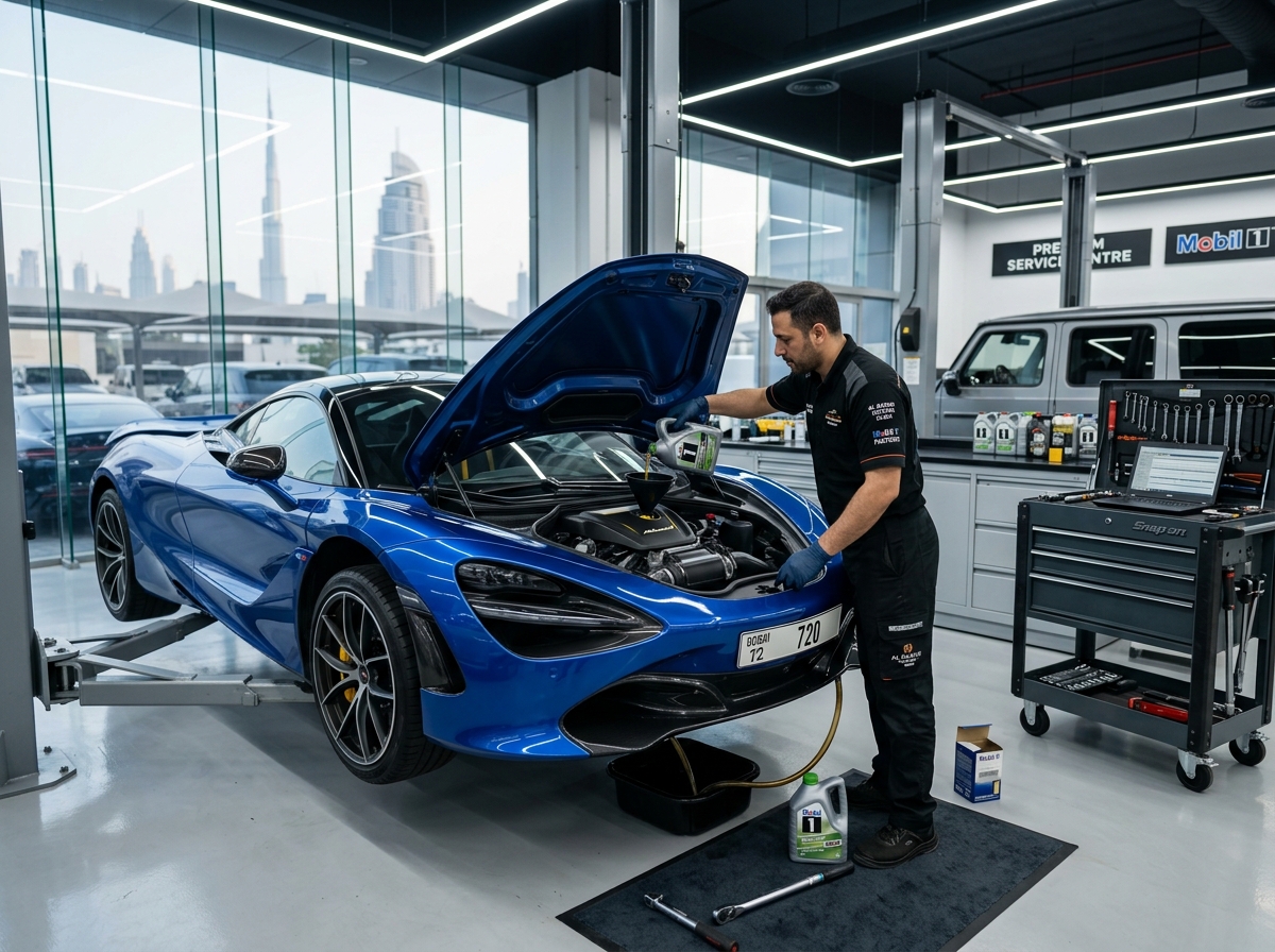 Synthetic oil change service in progress