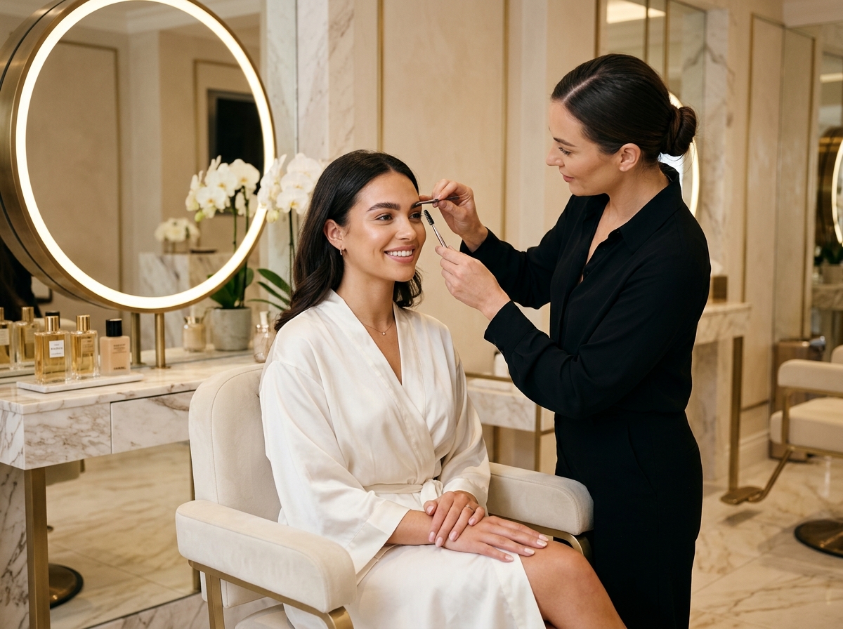 Eyebrow shaping service at Glow Beauty Salon