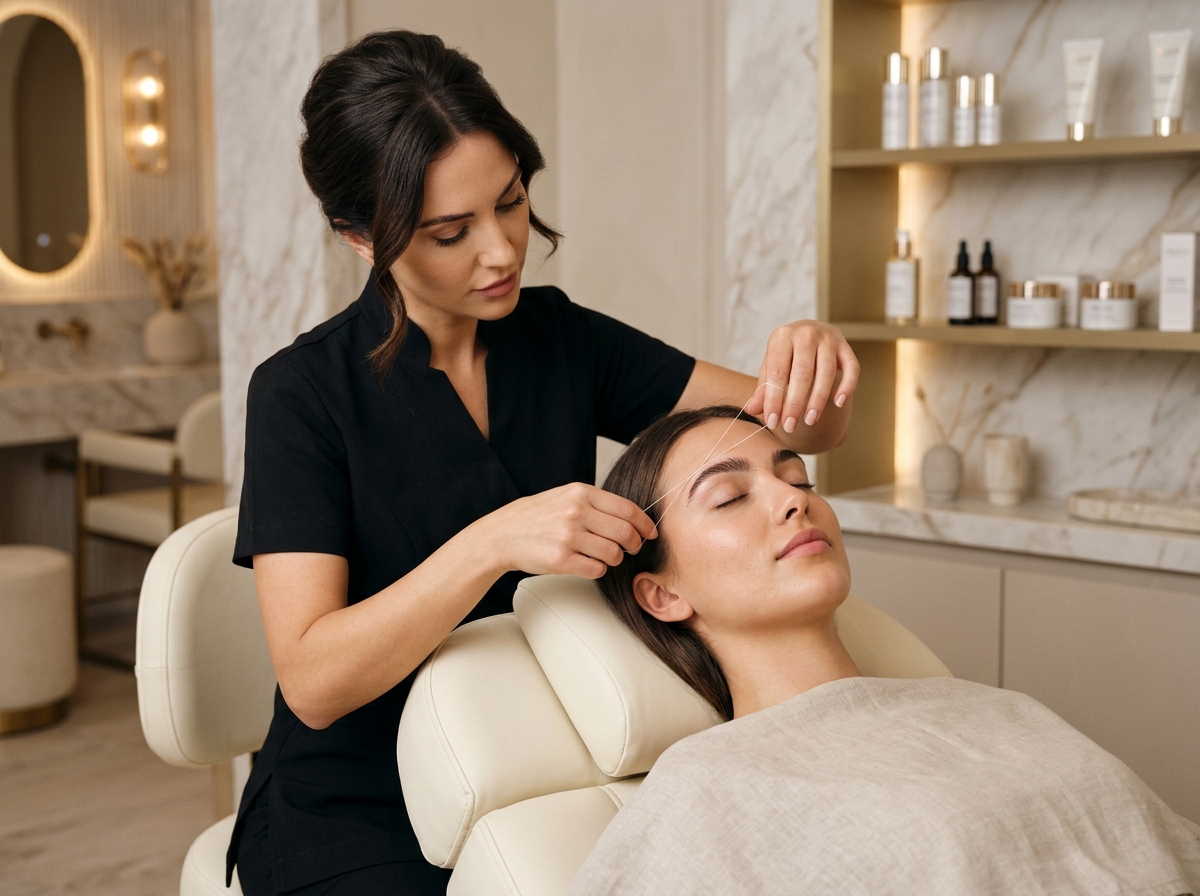 Threading service at Glow Beauty Salon