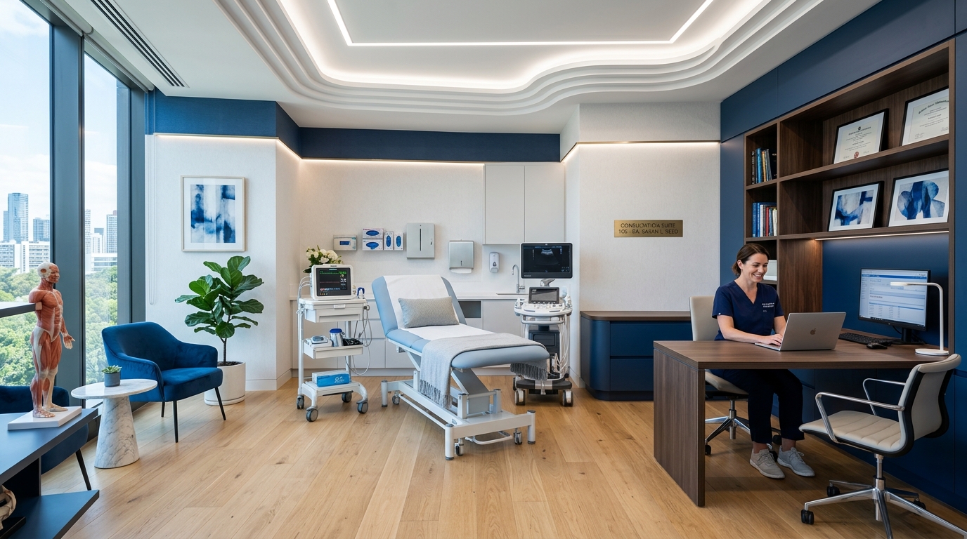 Private consultation room with comfortable seating and natural light