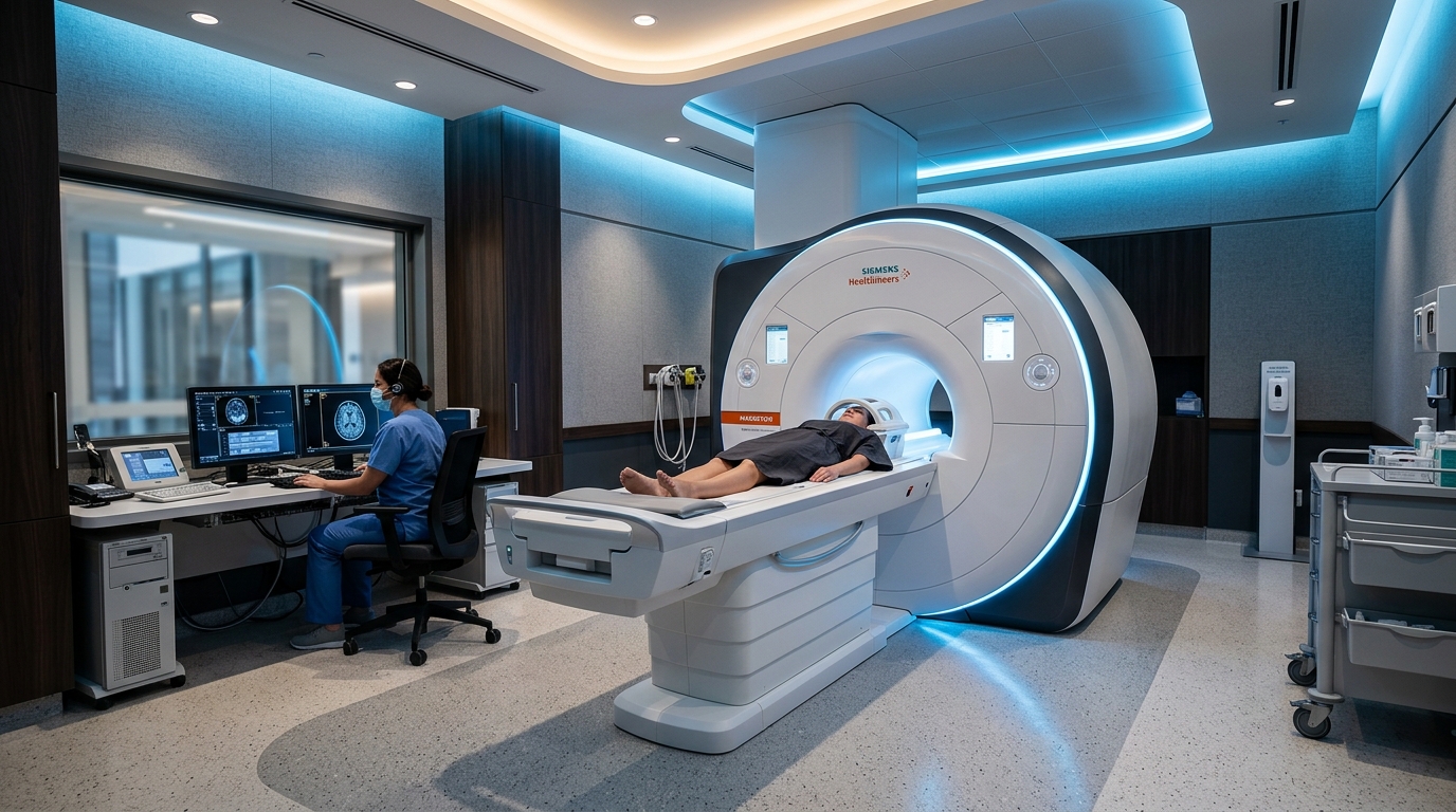MRI imaging room with advanced scanning equipment